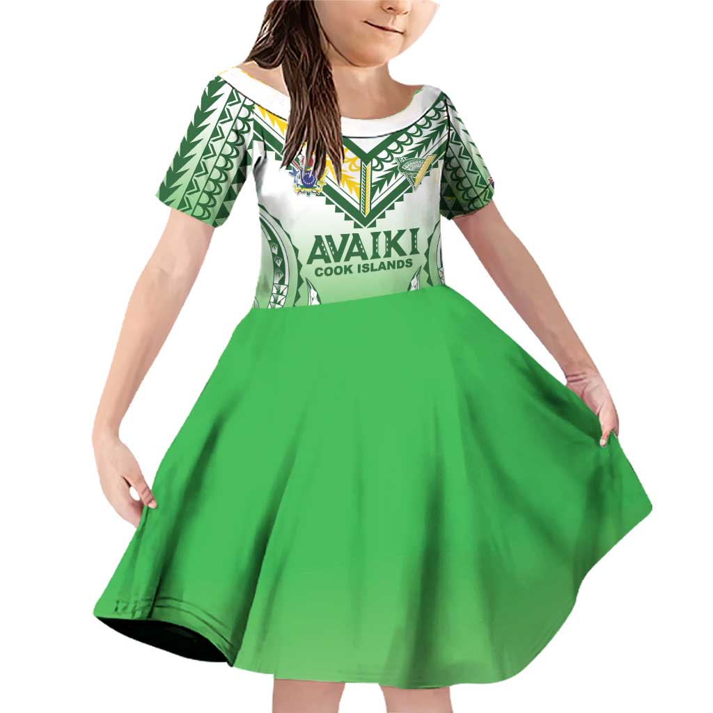 Custom Cook Islands Avaiki Rugby Family Matching Off Shoulder Short Dress and Hawaiian Shirt Go Champions - Polynesian Pride