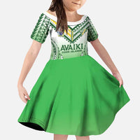 Custom Cook Islands Avaiki Rugby Family Matching Short Sleeve Bodycon Dress and Hawaiian Shirt Go Champions - Polynesian Pride