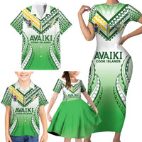 Custom Cook Islands Avaiki Rugby Family Matching Short Sleeve Bodycon Dress and Hawaiian Shirt Go Champions - Polynesian Pride