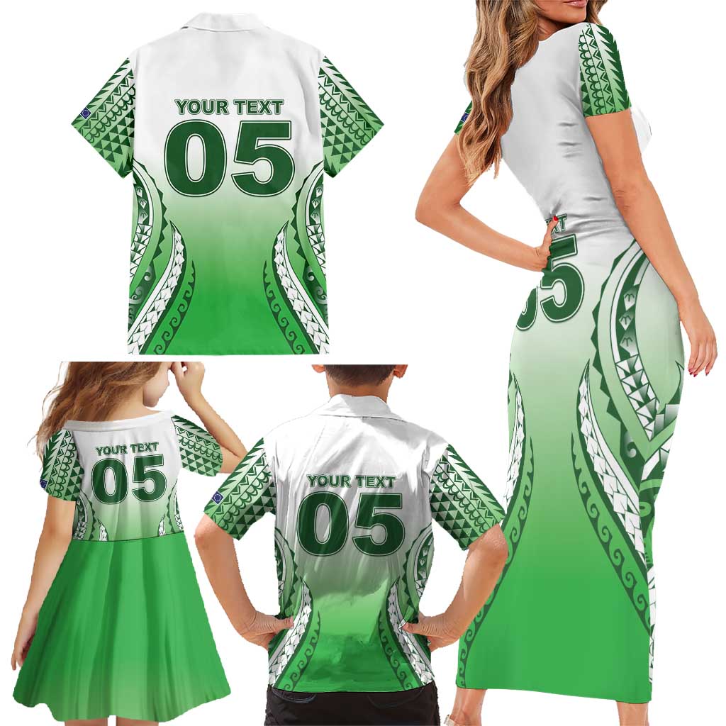 Custom Cook Islands Avaiki Rugby Family Matching Short Sleeve Bodycon Dress and Hawaiian Shirt Go Champions - Polynesian Pride