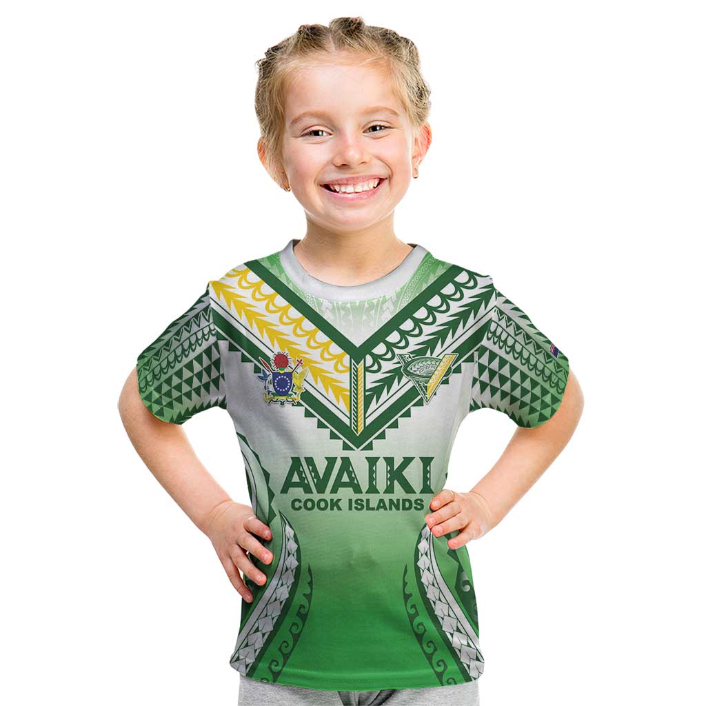 Custom Cook Islands Avaiki Rugby Kid T Shirt Go Champions - Polynesian Pride