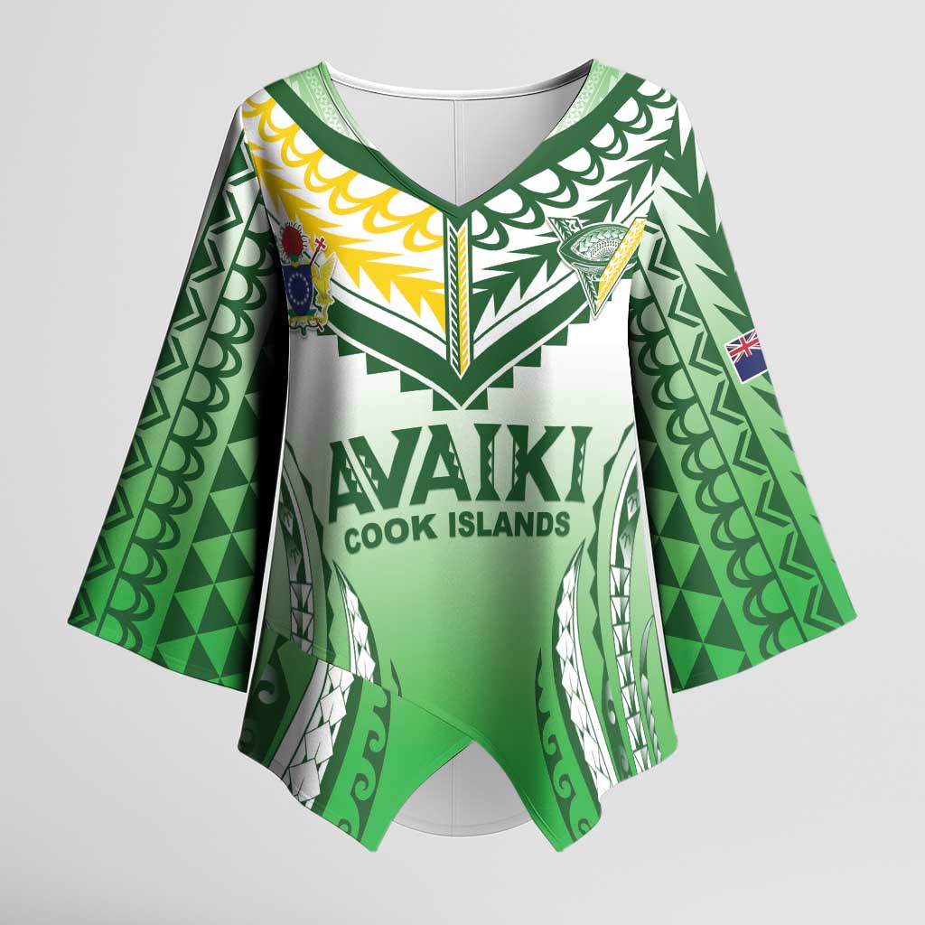 Custom Cook Islands Avaiki Rugby Kimono Sleeve Blouse Go Champions - Polynesian Pride