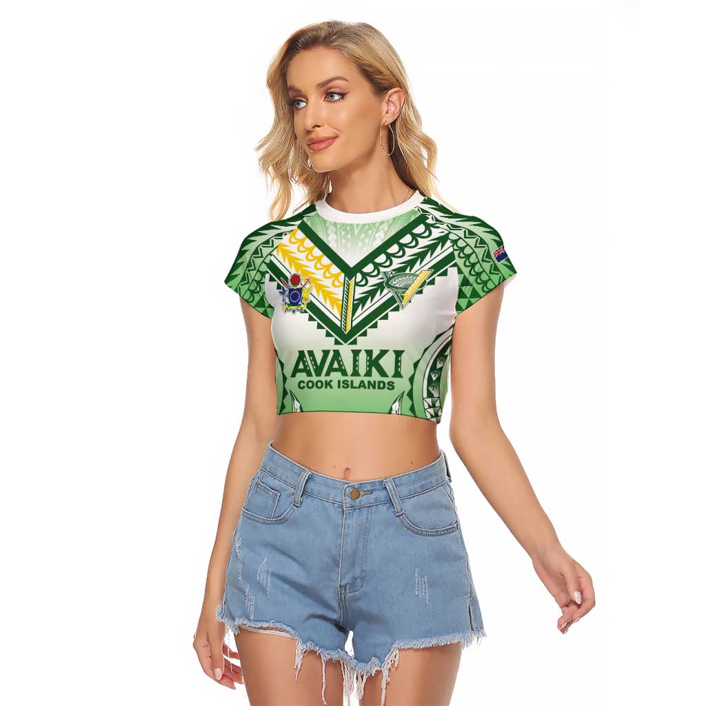 Custom Cook Islands Avaiki Rugby Raglan Cropped T Shirt Go Champions - Polynesian Pride