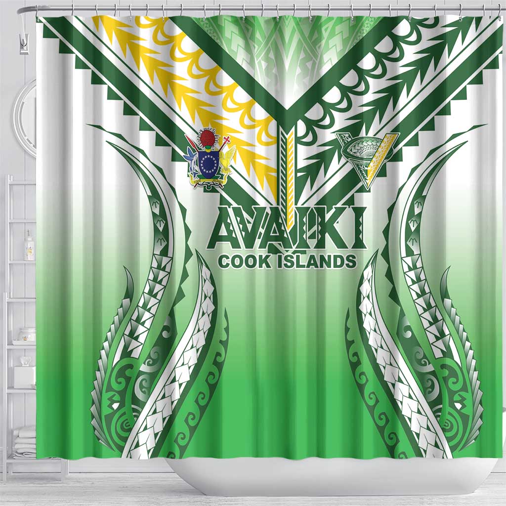 Cook Islands Avaiki Rugby Shower Curtain Go Champions - Polynesian Pride