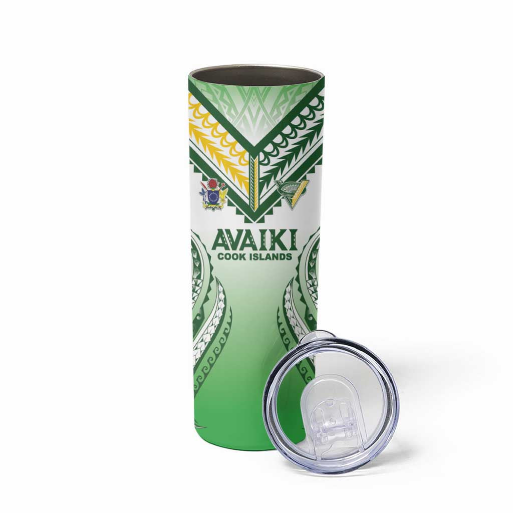 Custom Cook Islands Avaiki Rugby Skinny Tumbler Go Champions - Polynesian Pride