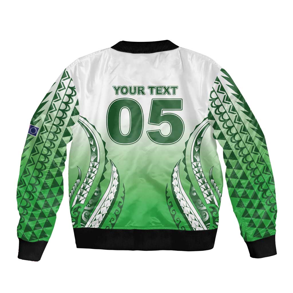 Custom Cook Islands Avaiki Rugby Sleeve Zip Bomber Jacket Go Champions - Polynesian Pride
