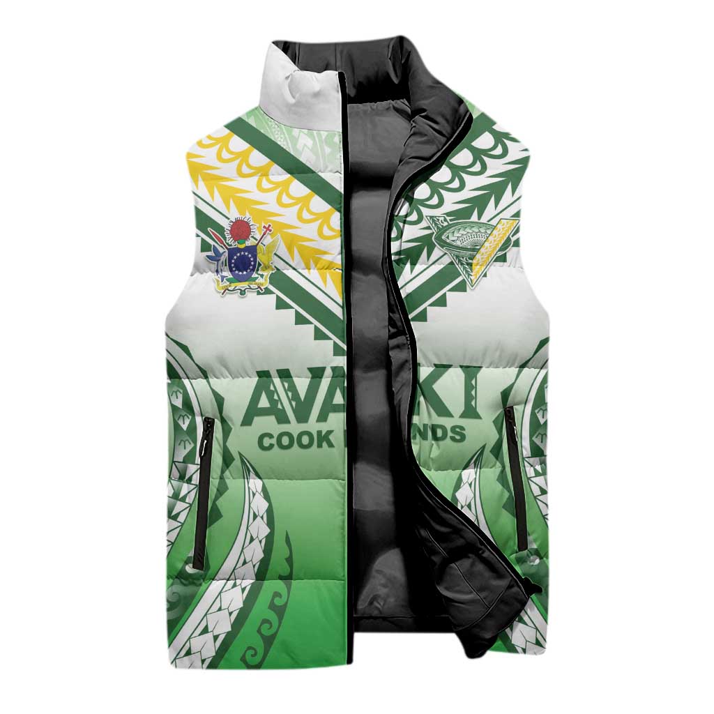 Custom Cook Islands Avaiki Rugby Sleeveless Puffer Jacket Go Champions - Polynesian Pride