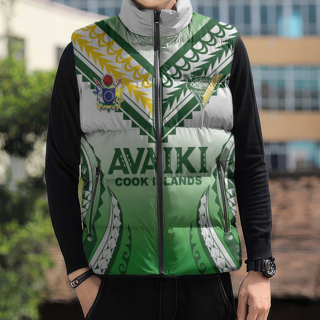 Custom Cook Islands Avaiki Rugby Sleeveless Puffer Jacket Go Champions - Polynesian Pride