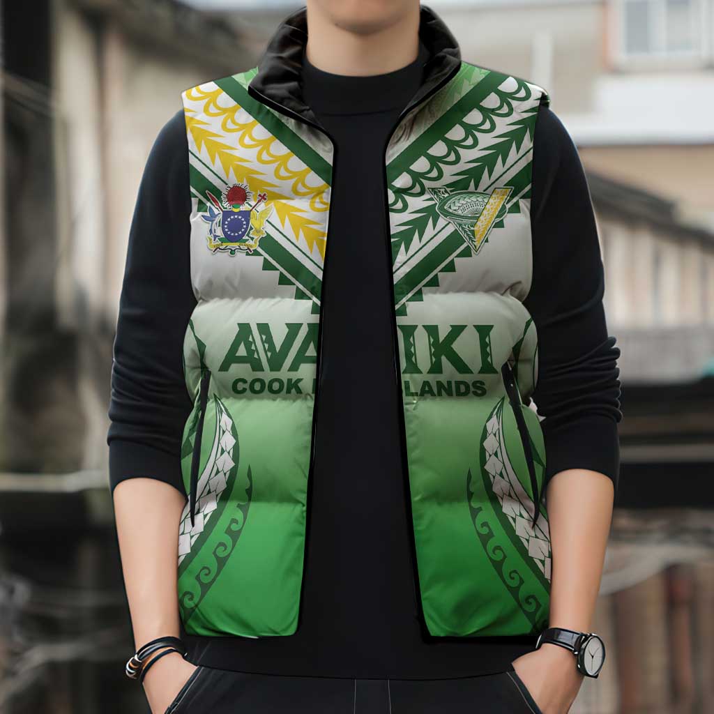 Custom Cook Islands Avaiki Rugby Sleeveless Puffer Jacket Go Champions - Polynesian Pride