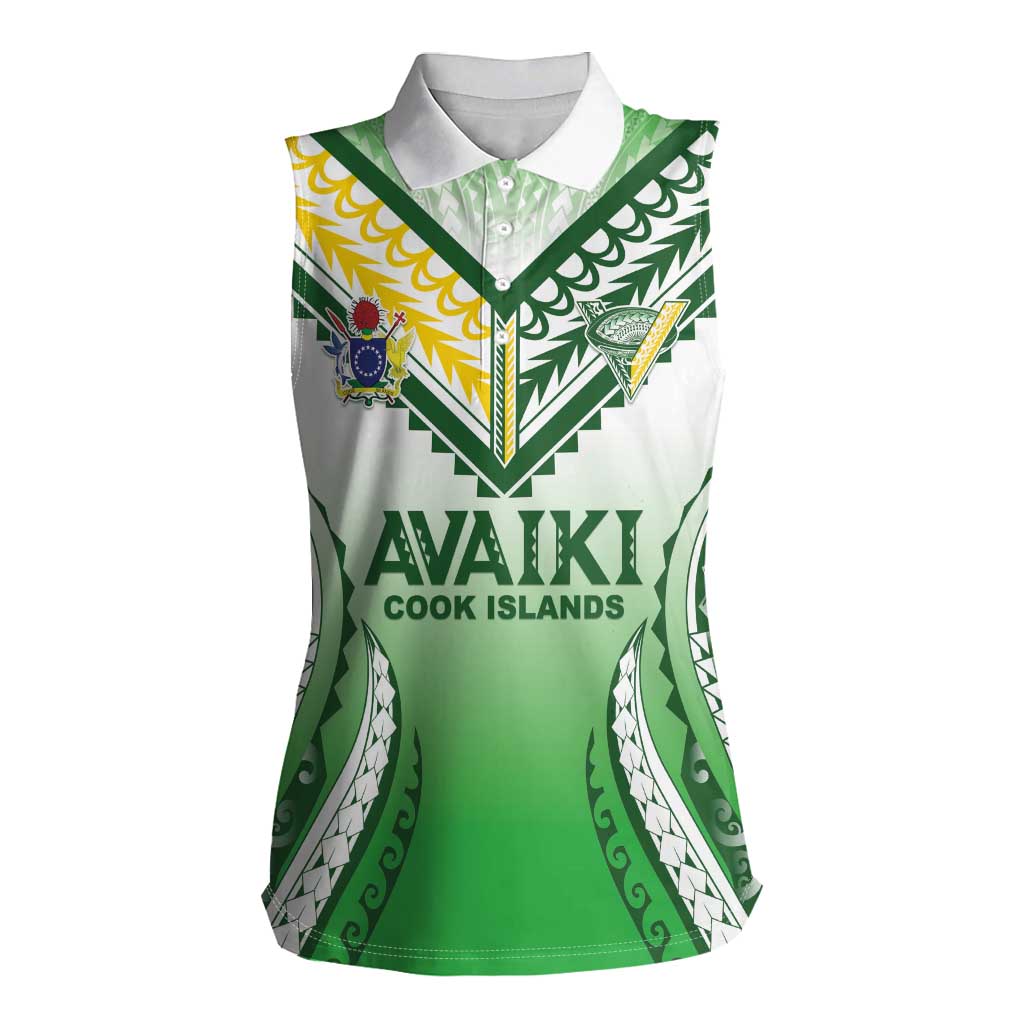 Custom Cook Islands Avaiki Rugby Women Sleeveless Polo Shirt Go Champions - Polynesian Pride