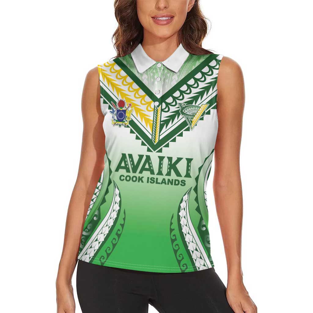 Custom Cook Islands Avaiki Rugby Women Sleeveless Polo Shirt Go Champions - Polynesian Pride