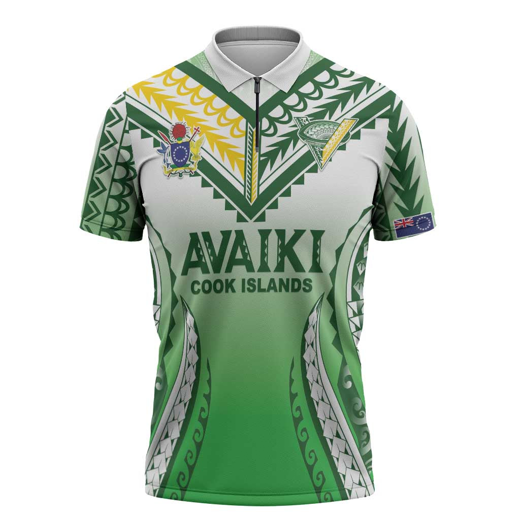 Custom Cook Islands Avaiki Rugby Zipper Polo Shirt Go Champions - Polynesian Pride