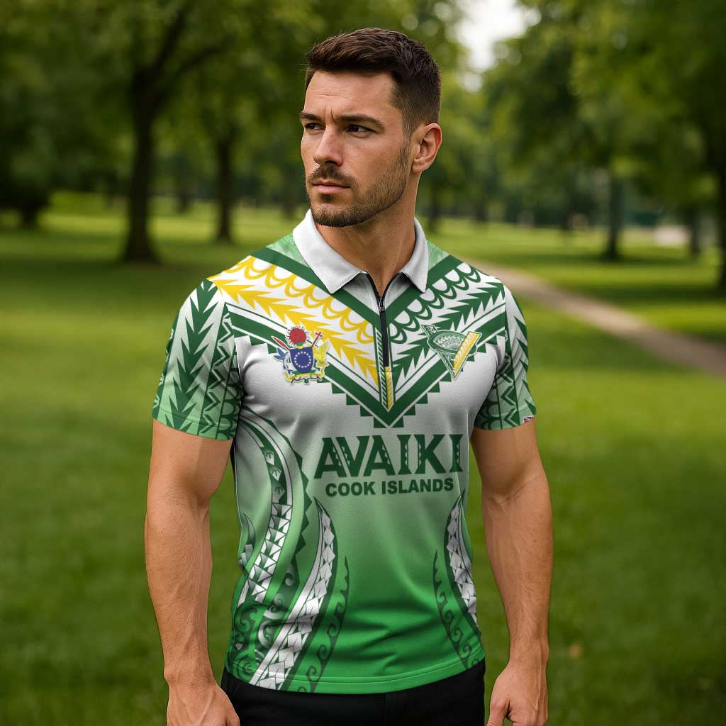 Custom Cook Islands Avaiki Rugby Zipper Polo Shirt Go Champions - Polynesian Pride