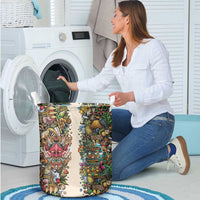 Hawaii And Japan Laundry Basket Tiki With Oni Mask - Polynesian Pride