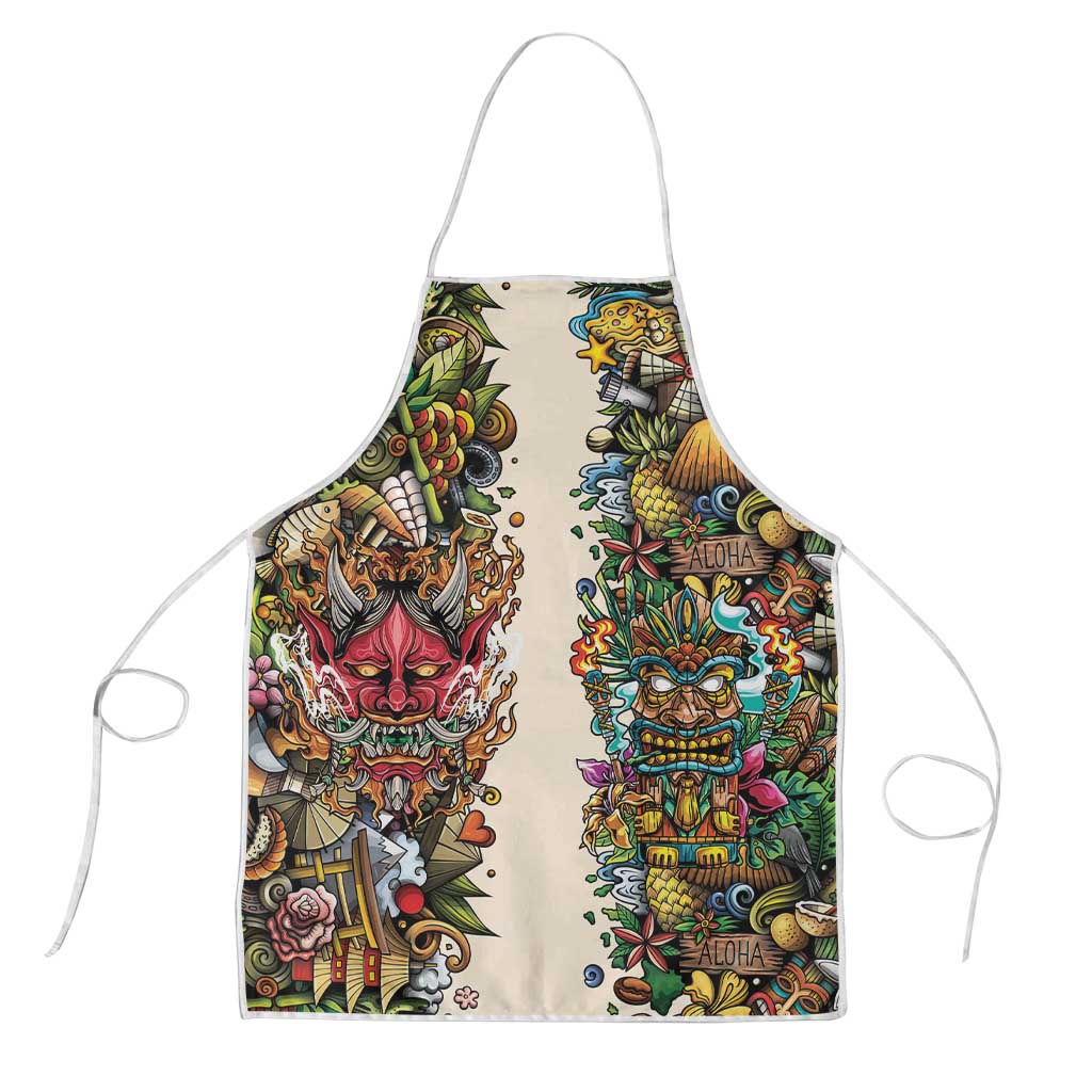 Hawaii And Japan Apron Tiki With Oni Mask - Polynesian Pride