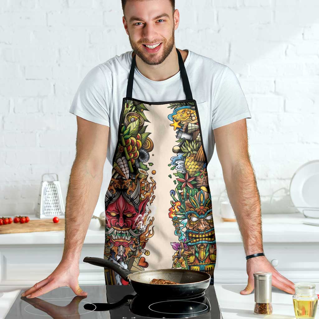 Hawaii And Japan Apron Tiki With Oni Mask - Polynesian Pride