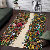 Hawaii And Japan Area Rug Tiki With Oni Mask - Polynesian Pride