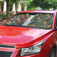 Hawaii And Japan Auto Sun Shade Tiki With Oni Mask - Polynesian Pride