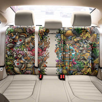 Hawaii And Japan Back Car Seat Cover Tiki With Oni Mask - Polynesian Pride
