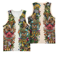 Hawaii And Japan Basketball Jersey Tiki With Oni Mask - Polynesian Pride