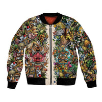 Hawaii And Japan Bomber Jacket Tiki With Oni Mask - Polynesian Pride
