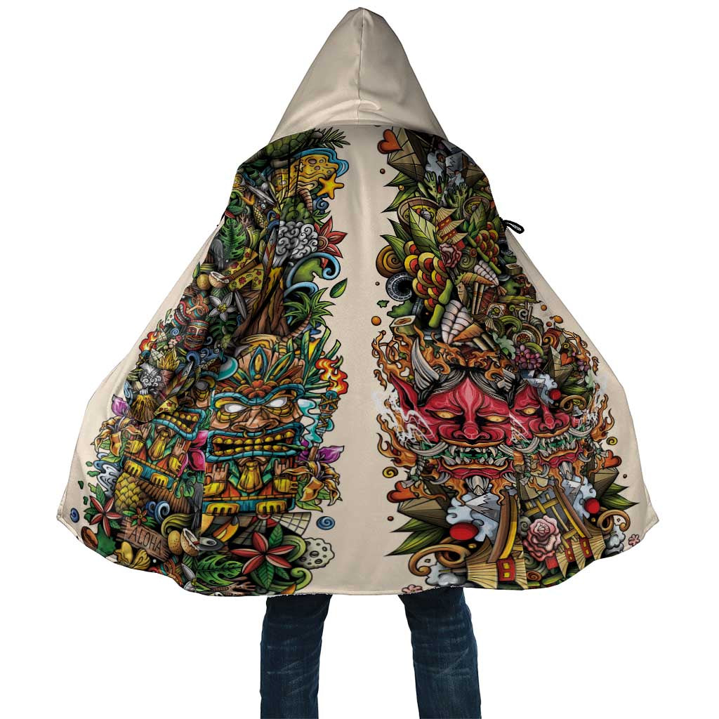 Hawaii And Japan Cloak Tiki With Oni Mask - Polynesian Pride
