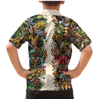 Hawaii And Japan Family Matching Mermaid Dress and Hawaiian Shirt Tiki With Oni Mask - Polynesian Pride