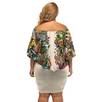 Hawaii And Japan Family Matching Off Shoulder Short Dress and Hawaiian Shirt Tiki With Oni Mask - Polynesian Pride