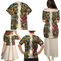 Hawaii And Japan Family Matching Puletasi and Hawaiian Shirt Tiki With Oni Mask - Polynesian Pride