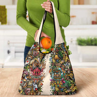 Hawaii And Japan Grocery Bag Tiki With Oni Mask - Polynesian Pride