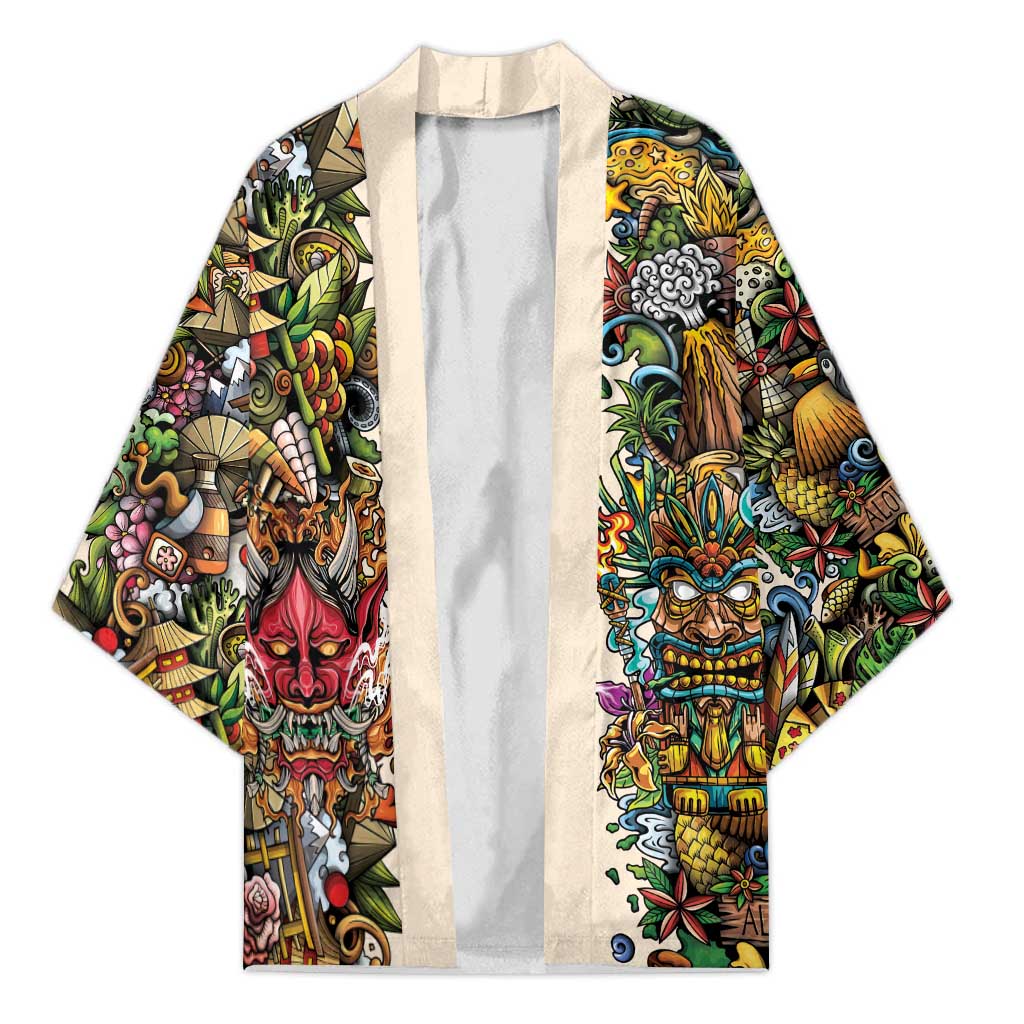 Hawaii And Japan Kimono Tiki With Oni Mask LT05 Unisex Colorful - Polynesian Pride