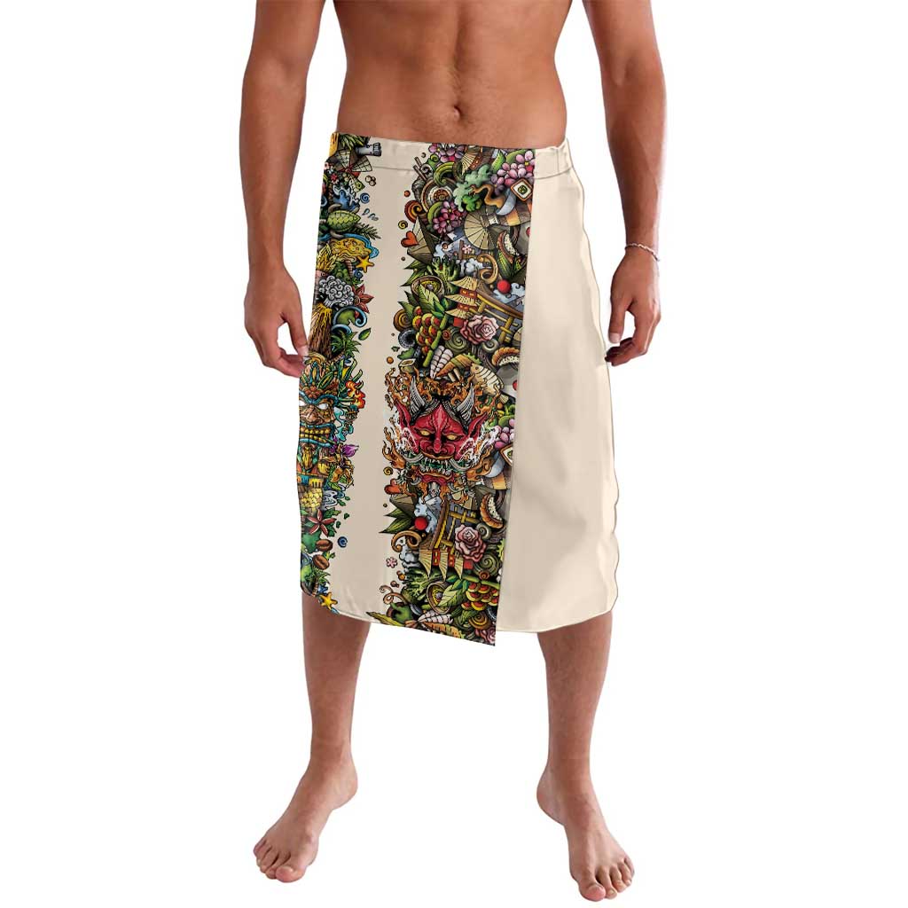 Hawaii And Japan Lavalava Tiki With Oni Mask LT05 Colorful - Polynesian Pride