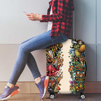 Hawaii And Japan Luggage Cover Tiki With Oni Mask - Polynesian Pride