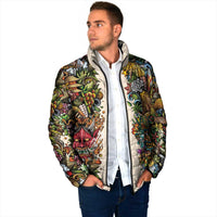 Hawaii And Japan Padded Jacket Tiki With Oni Mask - Polynesian Pride