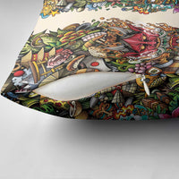 Hawaii And Japan Pillow Cover Tiki With Oni Mask - Polynesian Pride