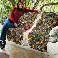 Hawaii And Japan Quilt Tiki With Oni Mask - Polynesian Pride