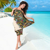 Hawaii And Japan Sarong Tiki With Oni Mask - Polynesian Pride