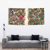 Hawaii And Japan Tapestry Tiki With Oni Mask - Polynesian Pride