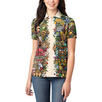 Hawaii And Japan Women Polo Shirt Tiki With Oni Mask - Polynesian Pride