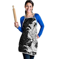 Hawaiian And Japanese Culture Apron Irezumi Dragon With Polynesian Pattern Black - Polynesian Pride
