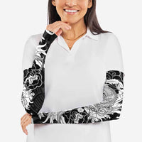 Hawaiian And Japanese Culture Arm Sleeves Irezumi Dragon With Polynesian Pattern Black - Polynesian Pride