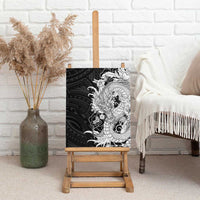 Hawaiian And Japanese Culture Canvas Wall Art Irezumi Dragon With Polynesian Pattern Black - Polynesian Pride