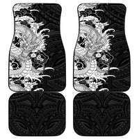Hawaiian And Japanese Culture Car Mats Irezumi Dragon With Polynesian Pattern Black - Polynesian Pride
