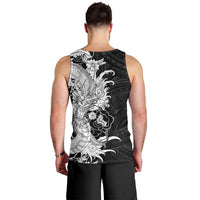 Hawaiian And Japanese Culture Men Tank Top Irezumi Dragon With Polynesian Pattern Black - Polynesian Pride