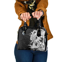 Hawaiian And Japanese Culture Shoulder Handbag Irezumi Dragon With Polynesian Pattern Black - Polynesian Pride
