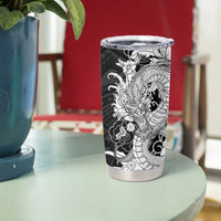 Hawaiian And Japanese Culture Tumbler Cup Irezumi Dragon With Polynesian Pattern Black - Polynesian Pride