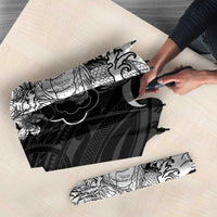 Hawaiian And Japanese Culture Umbrella Irezumi Dragon With Polynesian Pattern Black - Polynesian Pride