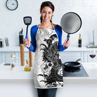 Hawaiian And Japanese Culture Apron Irezumi Dragon With Polynesian Pattern White - Polynesian Pride
