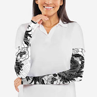 Hawaiian And Japanese Culture Arm Sleeves Irezumi Dragon With Polynesian Pattern White - Polynesian Pride