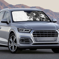 Hawaiian And Japanese Culture Auto Sun Shade Irezumi Dragon With Polynesian Pattern White - Polynesian Pride